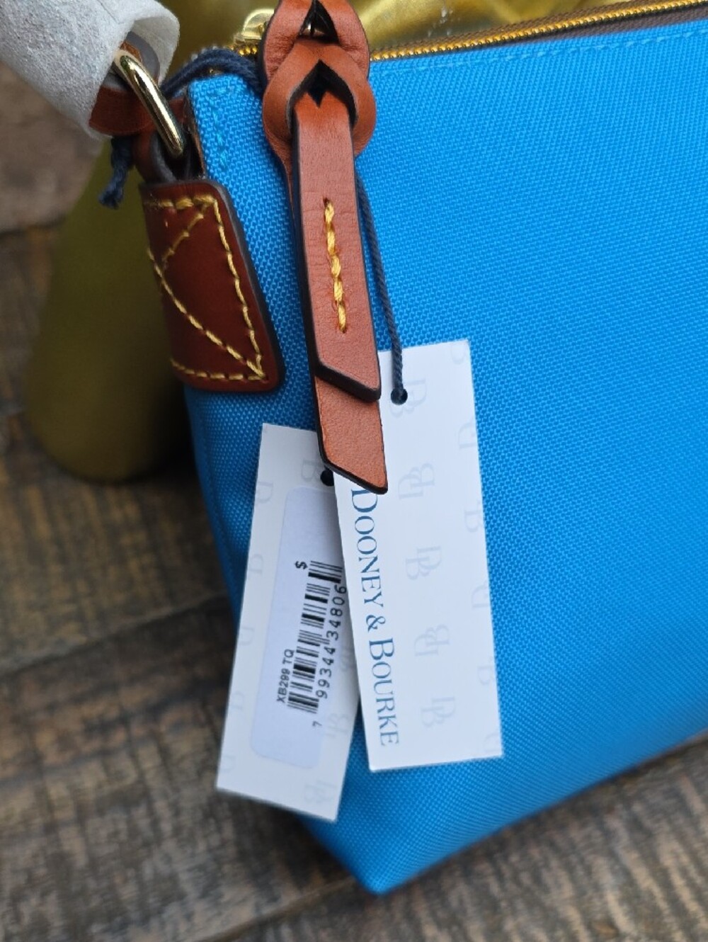Dooney & Bourke Bright Blue Crossbody with Tan Leather Trim - Picture 3 of 8